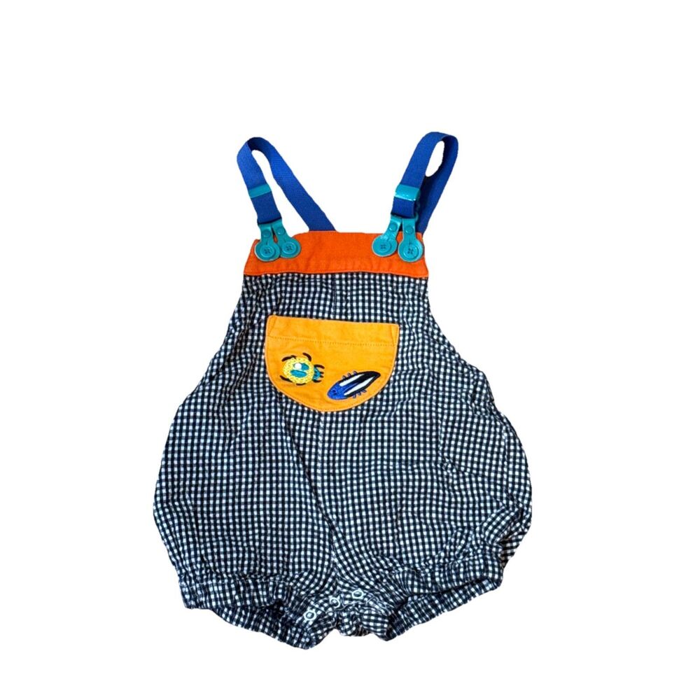 Gymboree Vintage Overalls Baby Boys Size Infant Plaid Shortalls